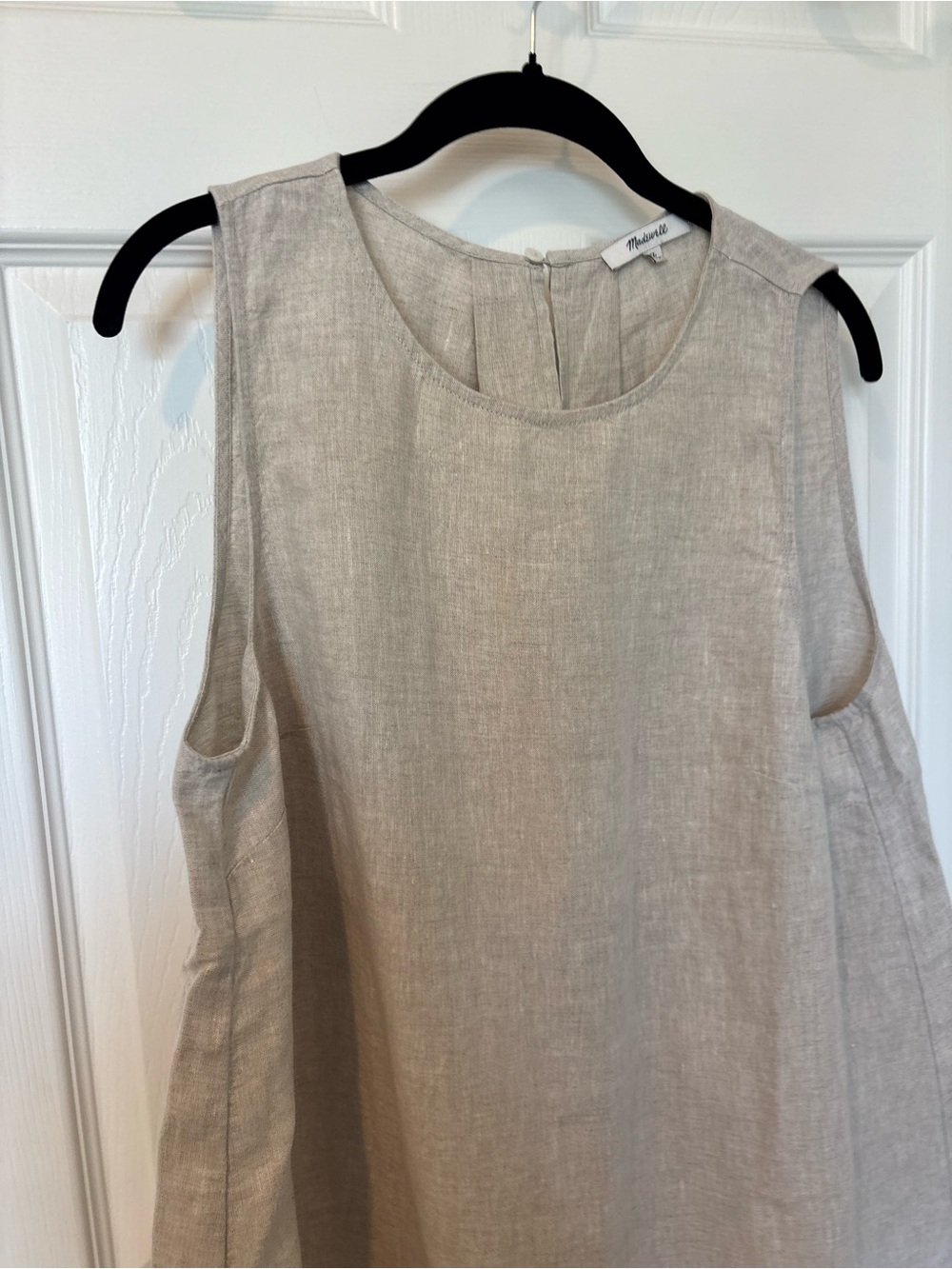 Madewell Sleeveless Mini Shift Dress in Light Beige Linen Transitional - Picture 9 of 11